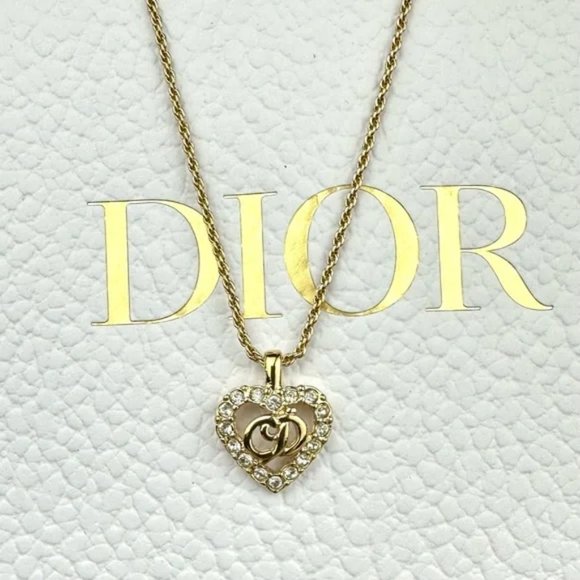 Christian Dior Necklace with rhinestone heart "CD" pendant GREAT GIFT! - Picture 1 of 7